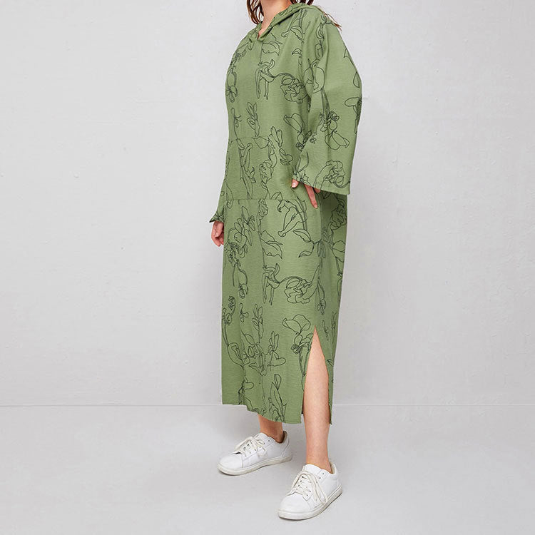 Middle East Sweater Hooded Women Dress Loose Office Socialite Dress