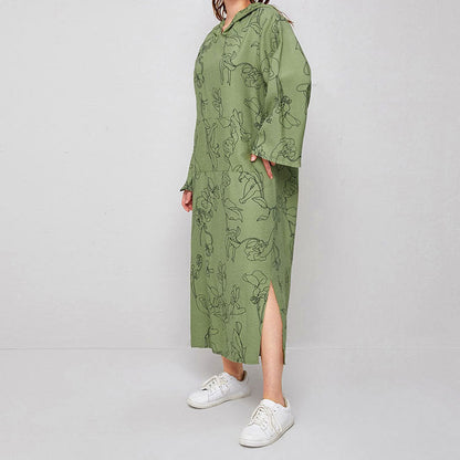 Middle East Sweater Hooded Women Dress Loose Office Socialite Dress
