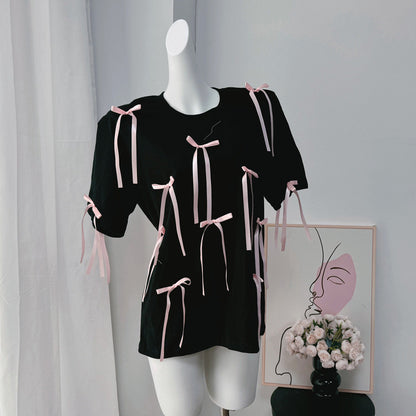 Summer Long Tassel Short Sleeved T shirt Women Casual Loose Cotton Top