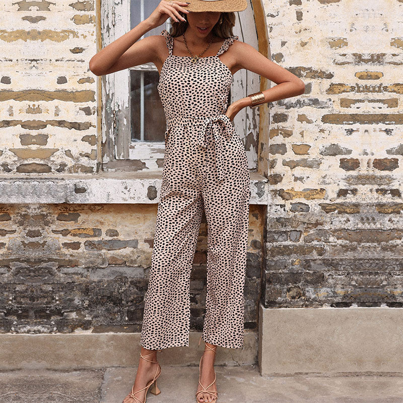 New Summer Loose High Waist Loose Cropped Retro Fashionable Jumpsuit