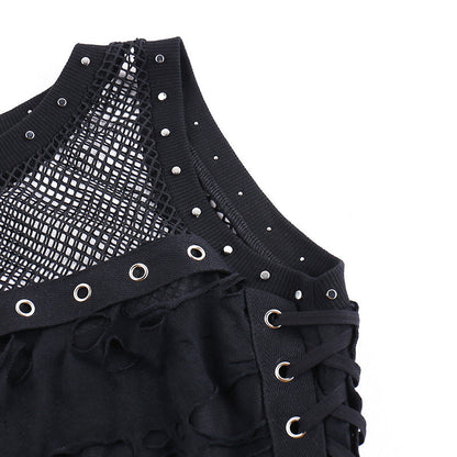 Sheer Mesh O-Neck Crop Corset