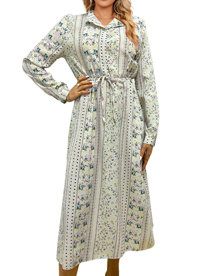 Spring Holiday Dress Lace up Floral Dress