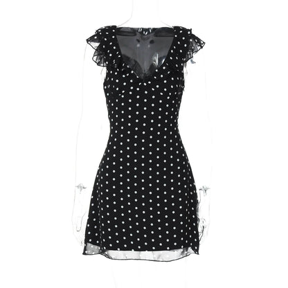Davina Ruffled Polka Dot Mini Dress