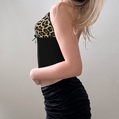 Gia Leopard Halter Bustier Top