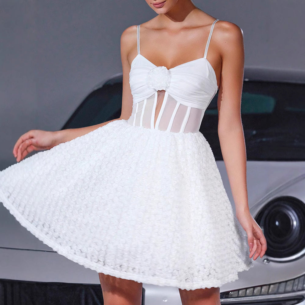 Sexy Dress Sleeveless Sexy Strap Floral Short Wedding A line Dress