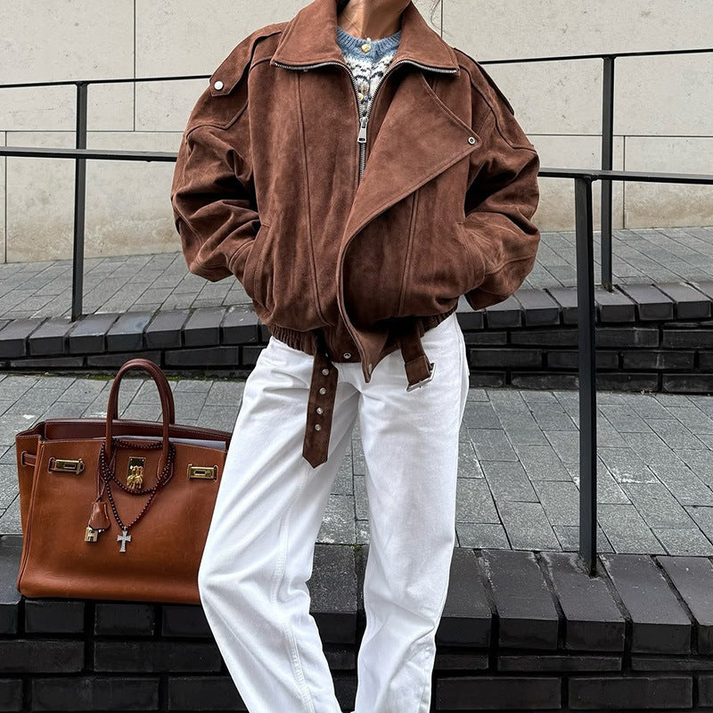 Alayiah Retro Faux Suede Jacket
