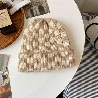 Checkered Knit Hat