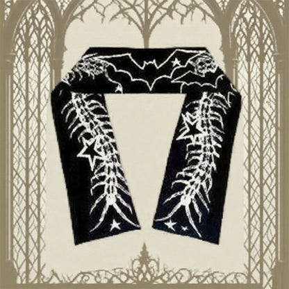 Dark Skull Stripe Reversible Jacquard Scarf