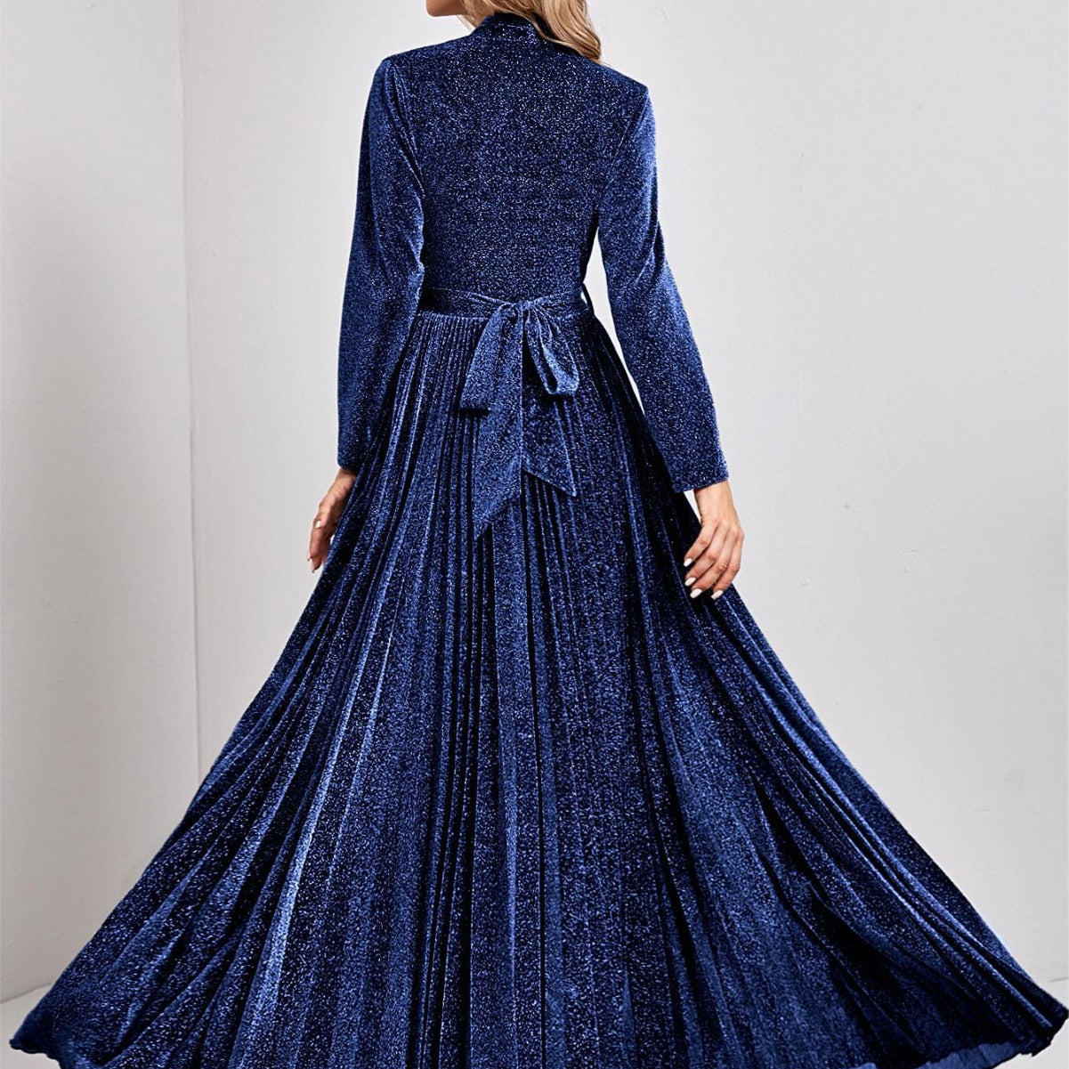 Evening Dress V neck Long Sleeve Big Hem Elegant Dance Dress Party Dress Bridesmaid Dress