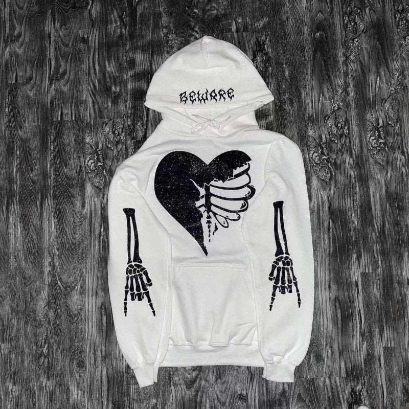 Heart 3D Print Zip-up Long Sleeve Hoodie