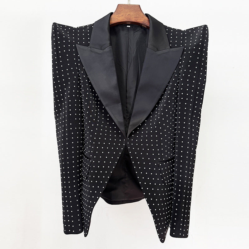 Early Spring Personalized Shrug Point Slim Blazer Heavy Industry Pearl Beaded Skirt Sets