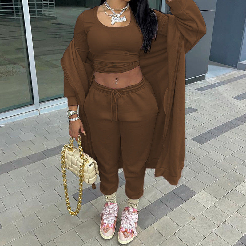 Autumn Women Clothing Long Sleeve Hooded Casual Sports Two Piece Set