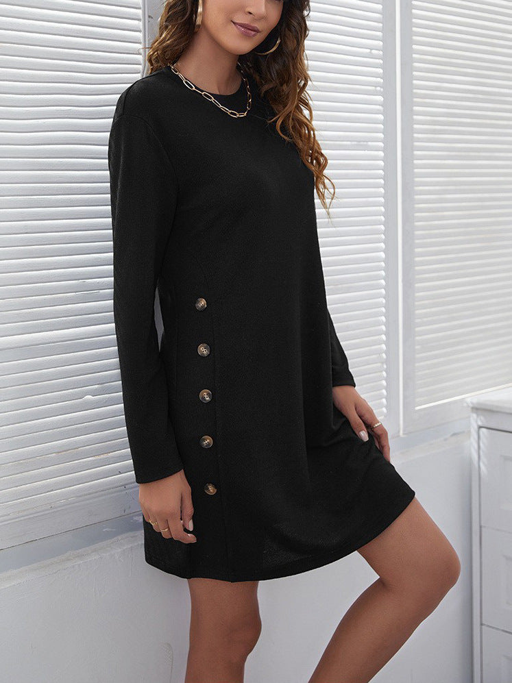 Autumn Winter Casual Loose round Neck Long Sleeve Women Dress Women