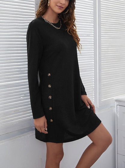 Autumn Winter Casual Loose round Neck Long Sleeve Women Dress Women