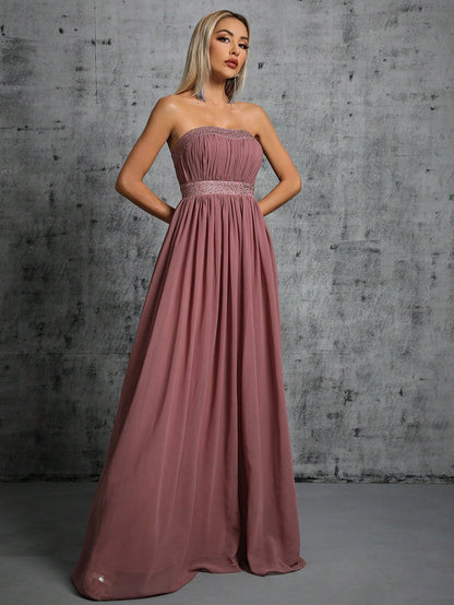 Sexy Tube Top Dress Evening Dress Noble Slim Fit Elegant Evening Dress Adult Ceremony Annual Meeting Dress