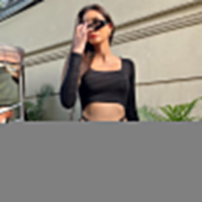 Women Clothing Summer Long Sleeve Hollow Out Cutout out Sexy Bare Back Jumpsuit