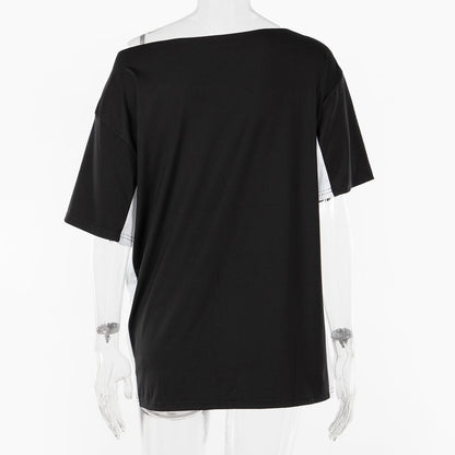 Jaidah Graphic Off-Shoulder T-Shirt