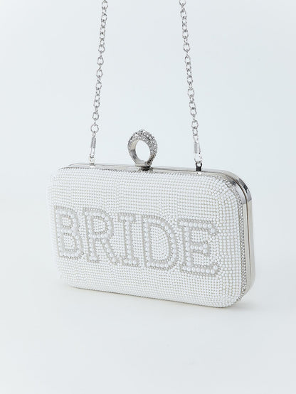 Clutch de lentejuelas para novia - Blanco/Plateado