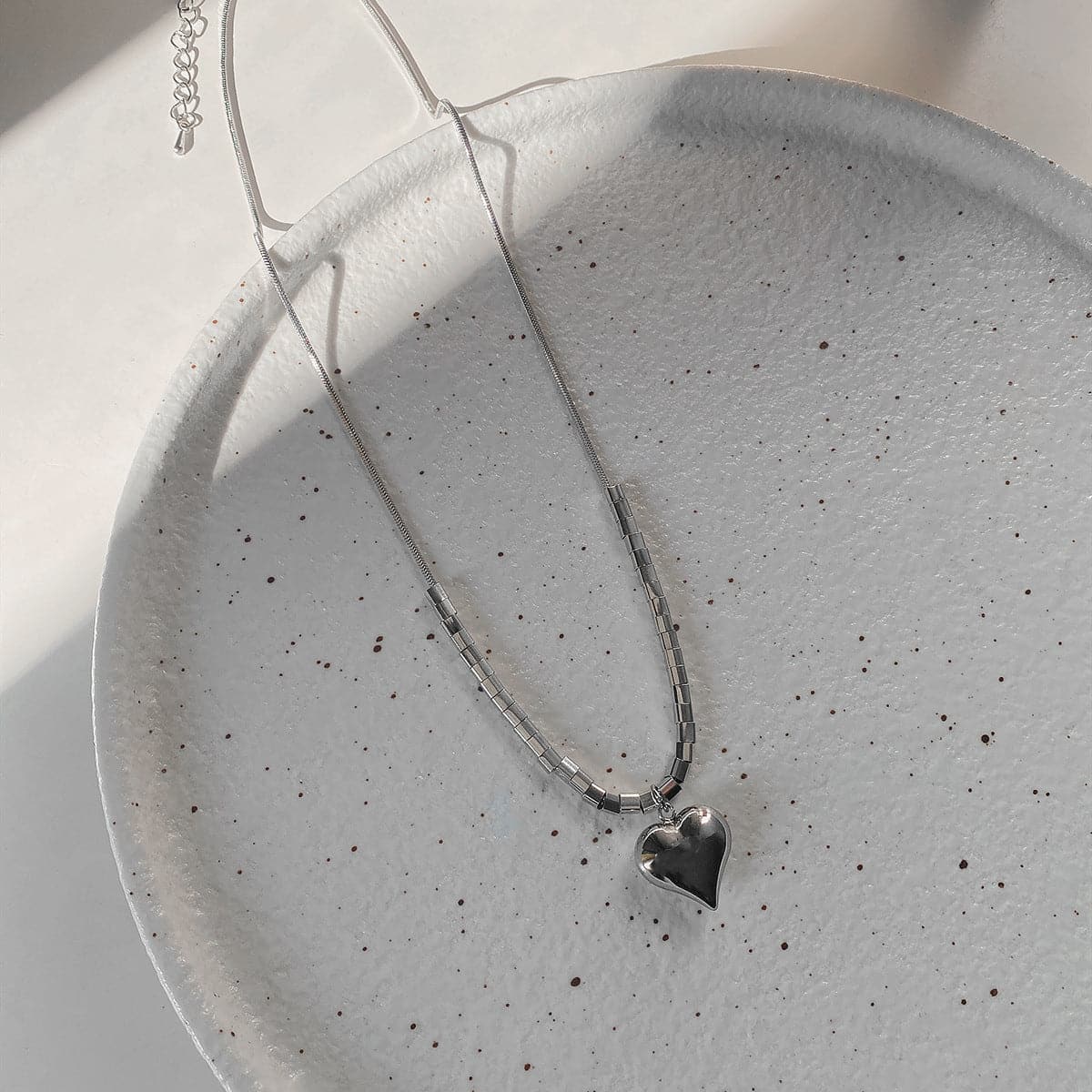 Heart pendant beaded metal chain necklace  | Festival Outfits Women
