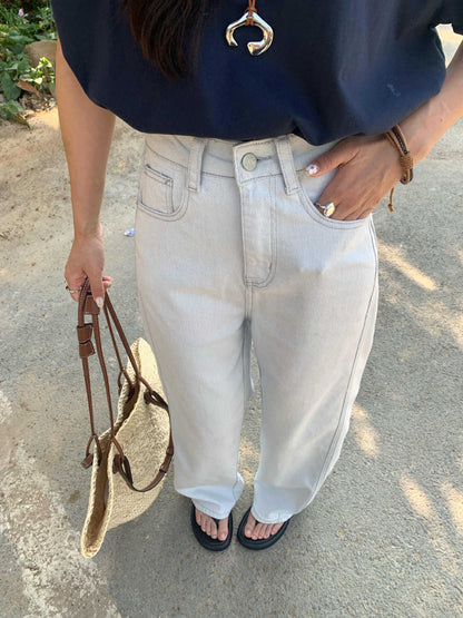 Raelee Off-White Wide-Leg Jeans