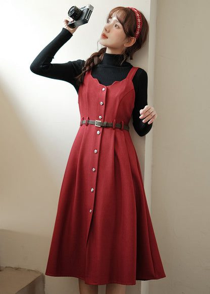 Button Up Scallop Cami Dress
