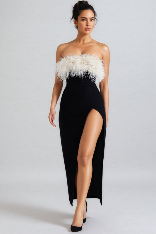 Ellery Feather High Slit Midi Dress
