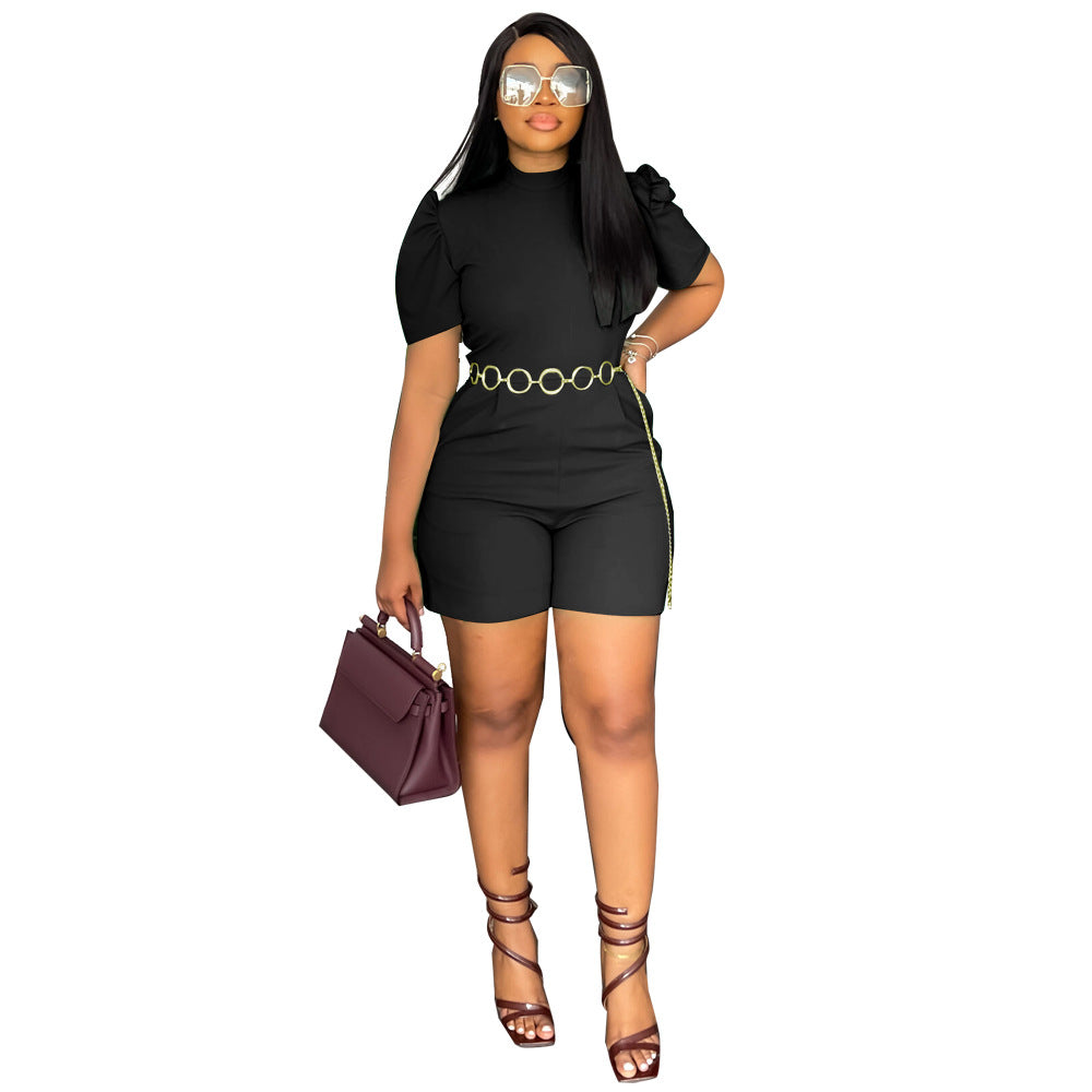 Women Round Neck Waist Controlled Casual Jumpsuit