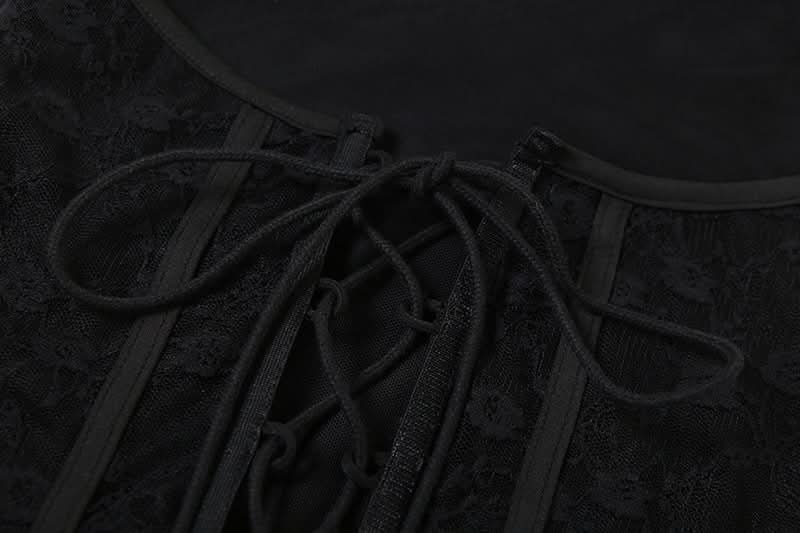 Ruffle mesh corset lace up mini dress  | Festival Outfits Women