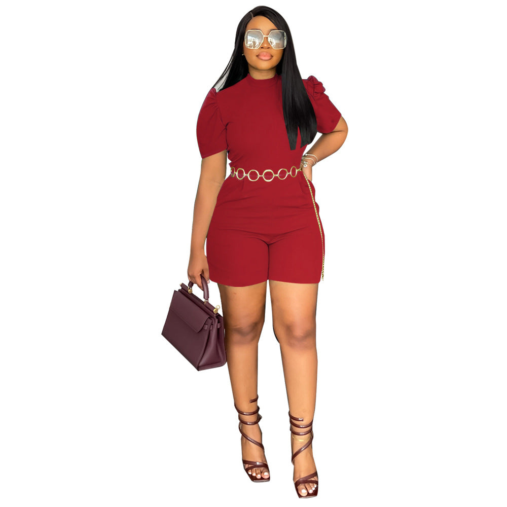 Women Round Neck Waist Controlled Casual Jumpsuit