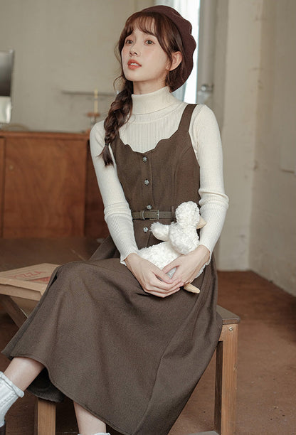 Button Up Scallop Cami Dress