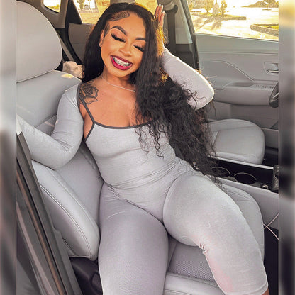Women Wear Popular Square Collar Sleeveless Tight Top Jumpsuit Women