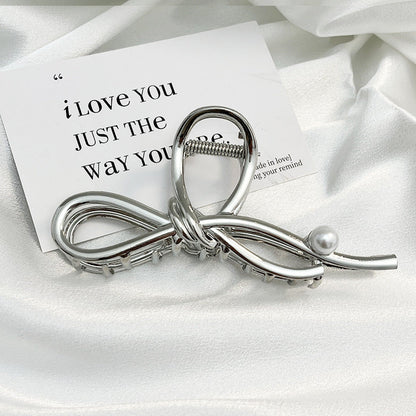 Premium Bow Metallic Large Hair Claw
