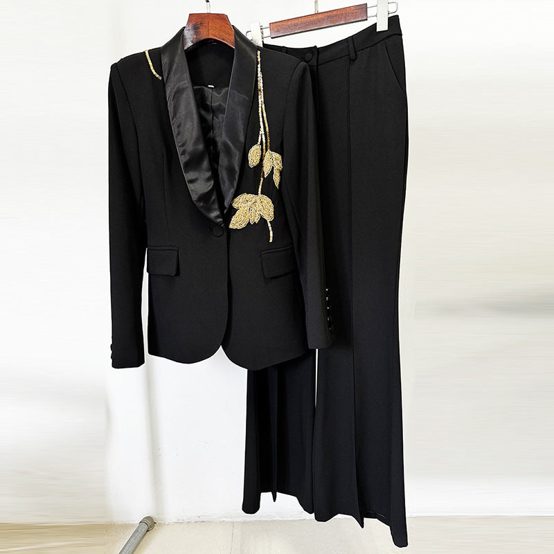 Heavy Industry Beads Slim Flared Pants Two Piece Set