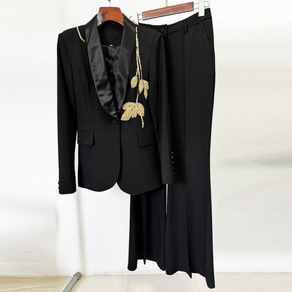 Heavy Industry Beads Slim Flared Pants Two Piece Set