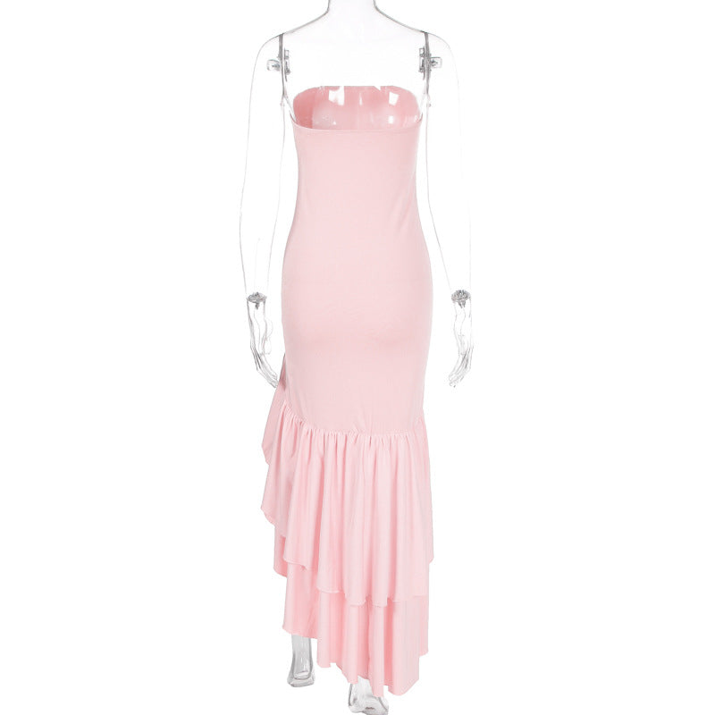 Ladies' sexy off shoulder, sexy off shoulder strapless, hip hugging, irregular wave fashion party dress