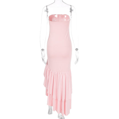 Ladies' sexy off shoulder, sexy off shoulder strapless, hip hugging, irregular wave fashion party dress