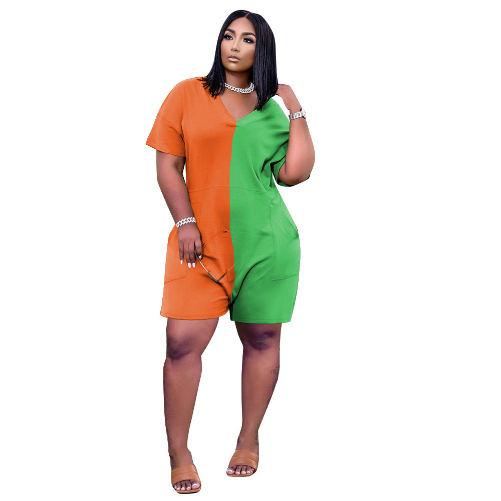 Summer Casual Loose Contrast Color Romper