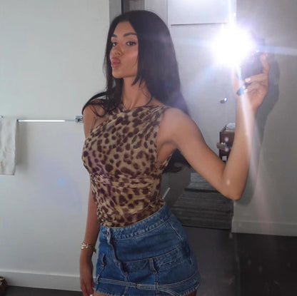 Posey Leopard Print Slant Bodysuit