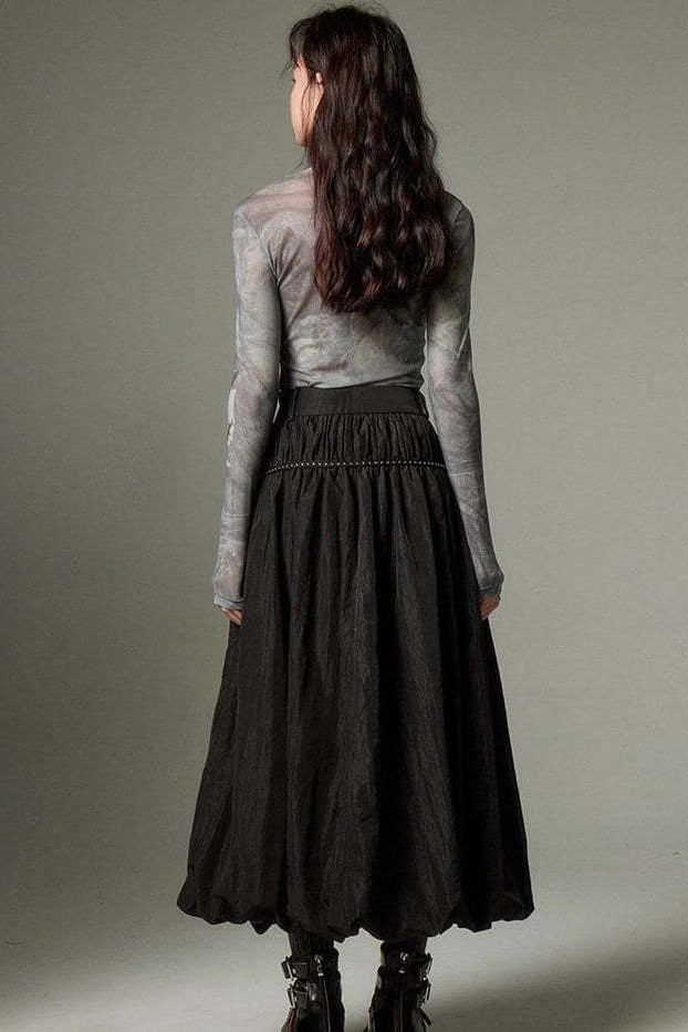 Vintage Ruffled Flowing Maxi Skirt