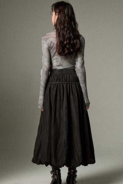 Vintage Ruffled Flowing Maxi Skirt