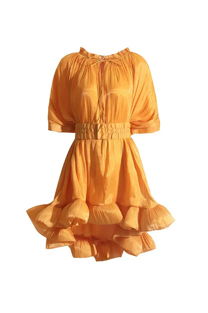 Vestido mini con volantes y efecto capa Eartha