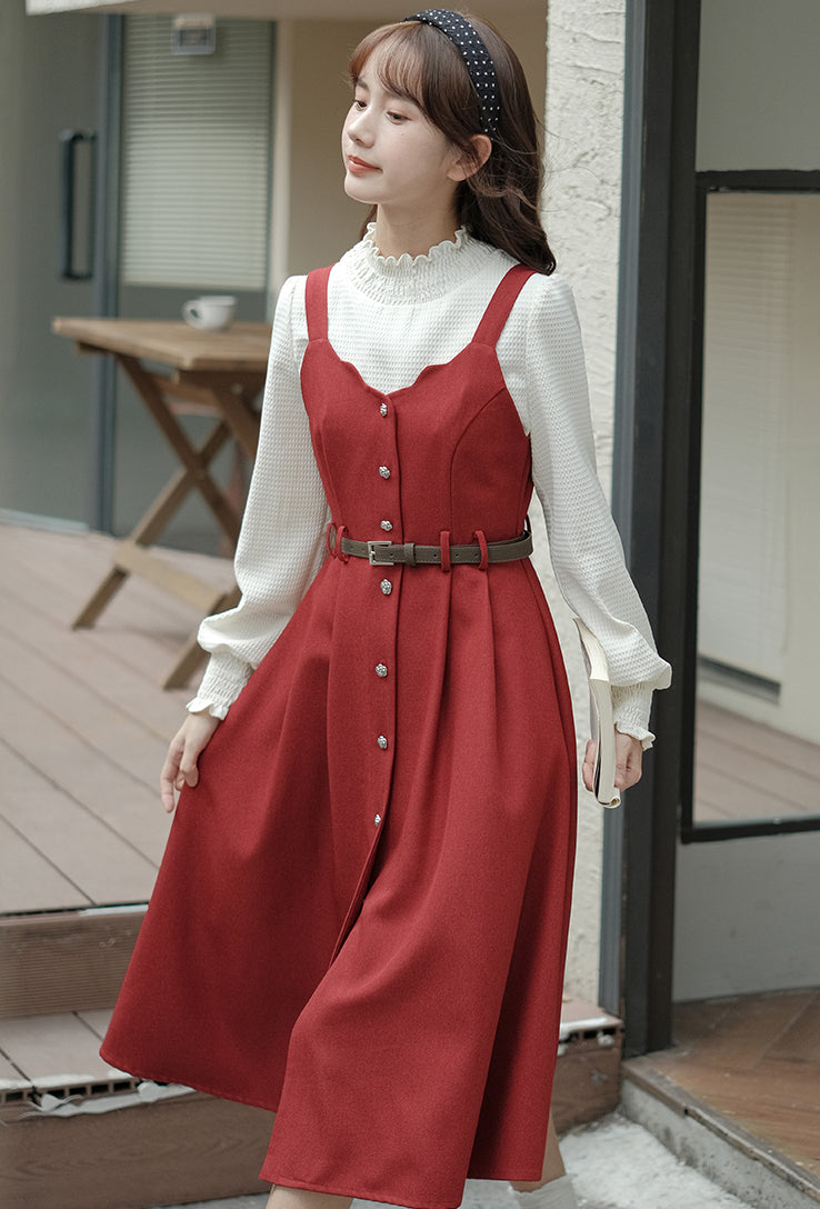Button Up Scallop Cami Dress
