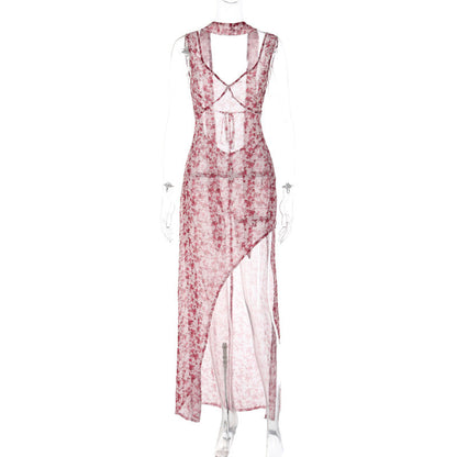 Khalia See-Through Floral Maxi Dress