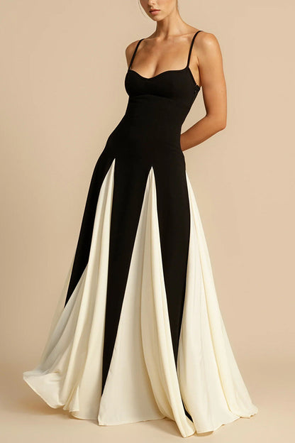 Eternal elegant stitching black and white tulle wavy dress