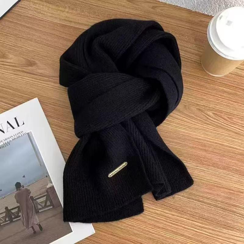 Cozy Ribbed Knit Solid Scarf