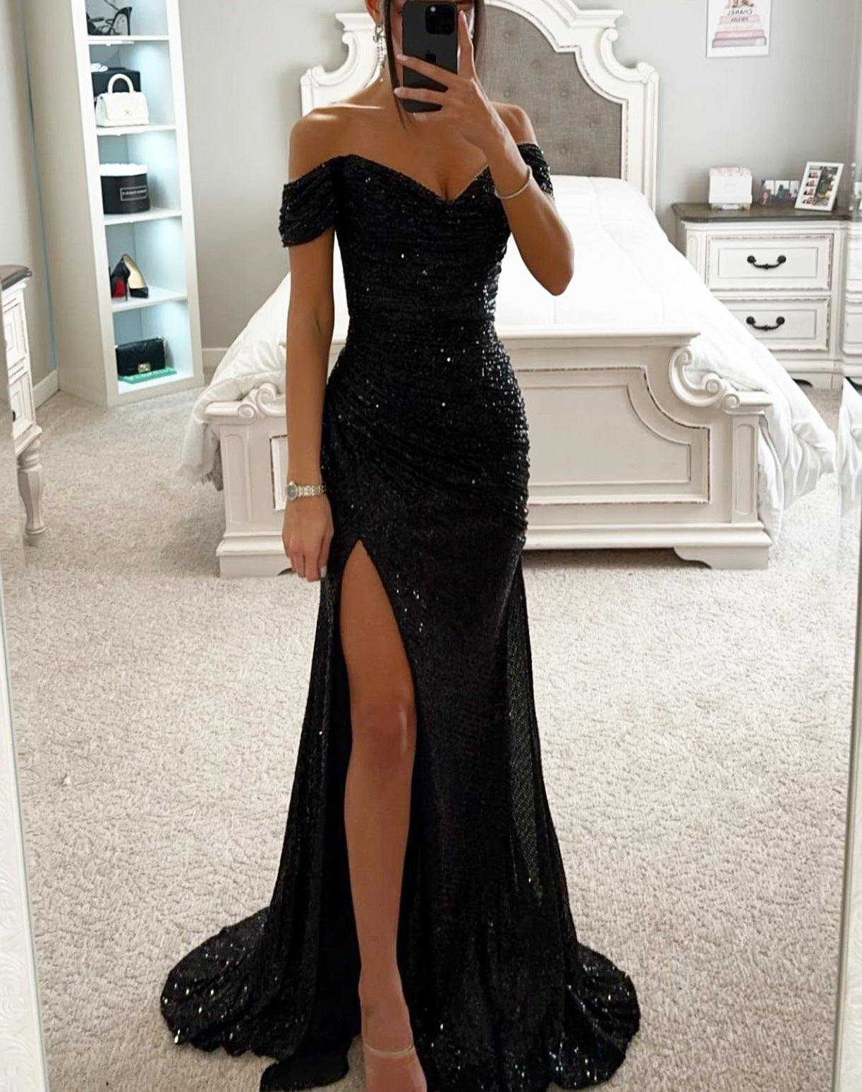 Women's new party sequins split fishtail dress INS casual tube top fashion dress women