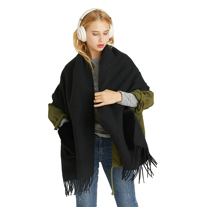 Imitation Cashmere Scarf Shawl Autumn Winter High-End Korean Style Thickened Scarf