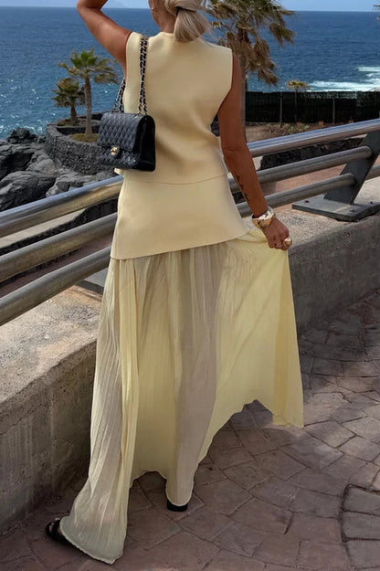 Stylish and Elegant Knit Gold Buttons V-neck Loose Vest