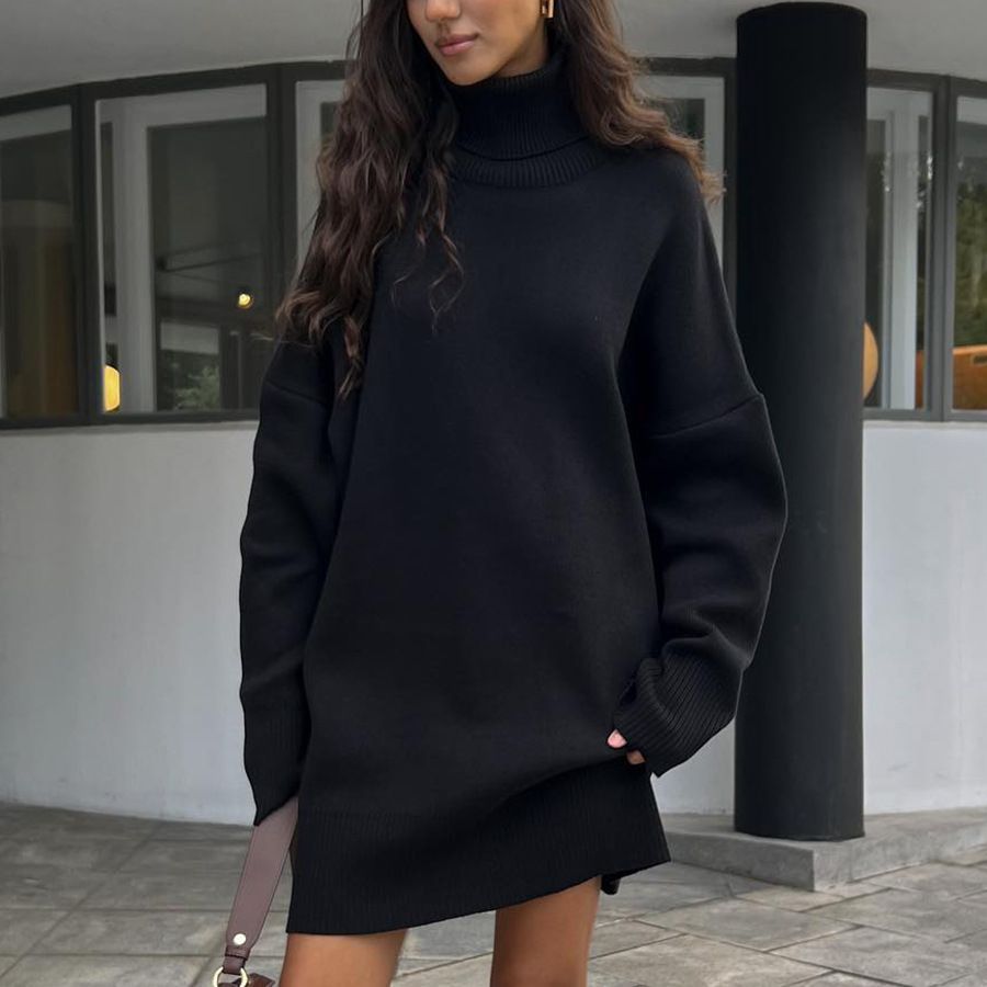 Autumn Winter Turtleneck Sweater Women Mid Length Thickened Russia Long Sleeved Knitwear
