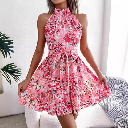 Women Clothing Sweet Princess Printed Sleeveless Dress